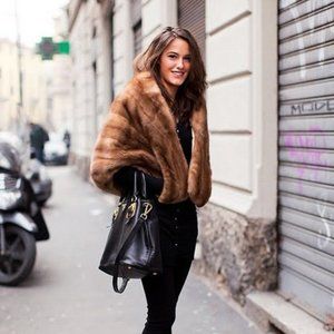 Harzfeld's Fur Pastel Mink Fur Jacket Wrap with pockets OS LUXURIOUS